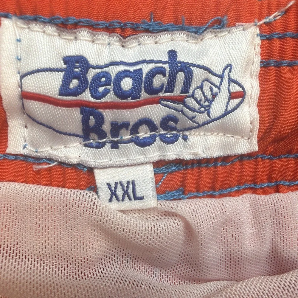 Men's Swim Trunks Orange‎ Lined Drawstring Board Shorts Beach Bros XXL